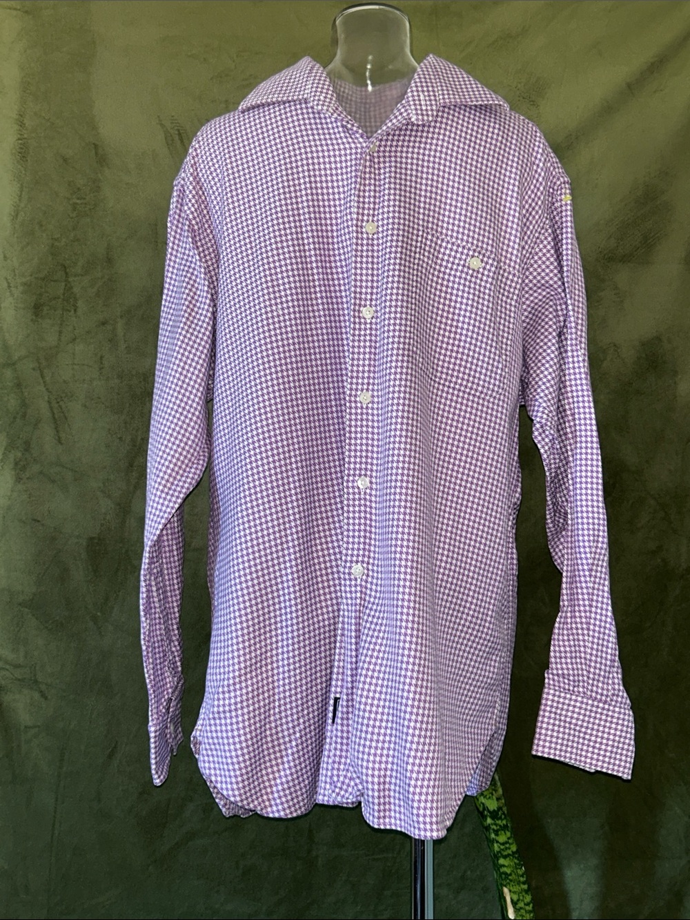 Ike Behar Lavender and White Check Dress Shirt